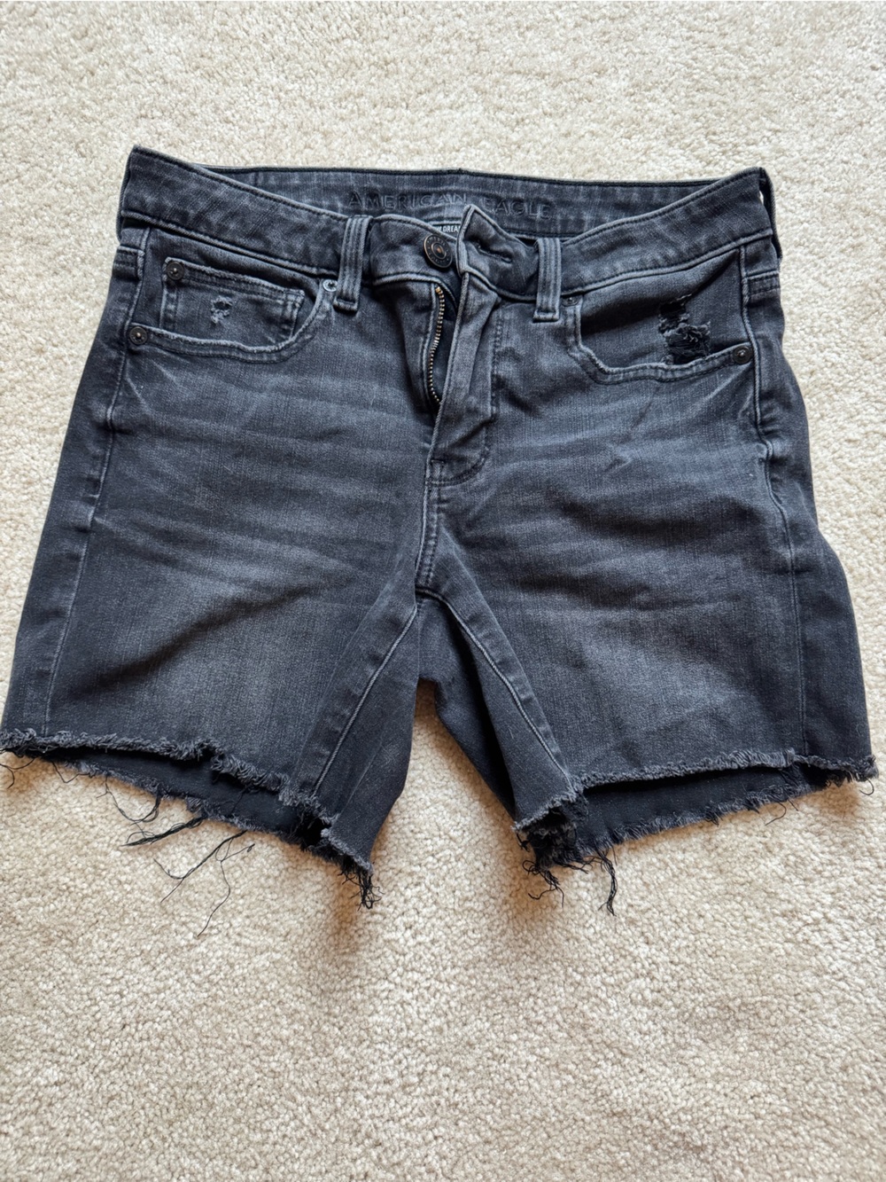 American Eagle Outfitters Black Distressed Denim Shorts